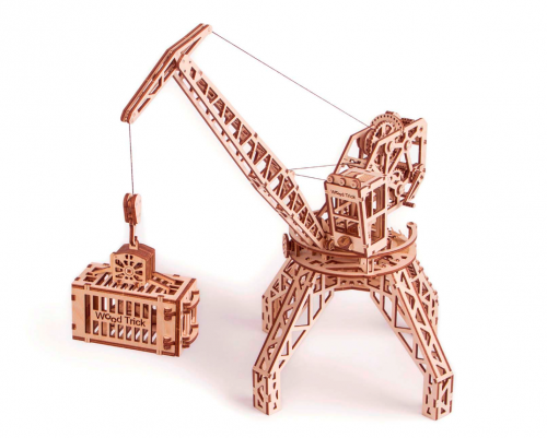 image Mécanisme 3D en bois - Grue avec un conteneur - 288pcs