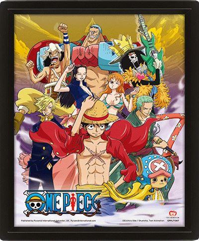 image One Piece - Poster 3d lenticulaire- Straw hat crew victory encadré (26x20cm)
