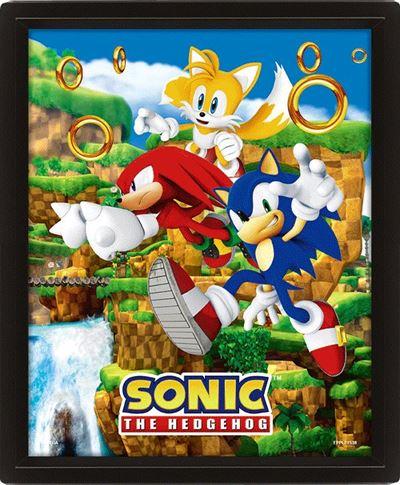 image Sonic the hedgehog - Poster 3d lenticulaire- Cashing Rings (26x20cm)