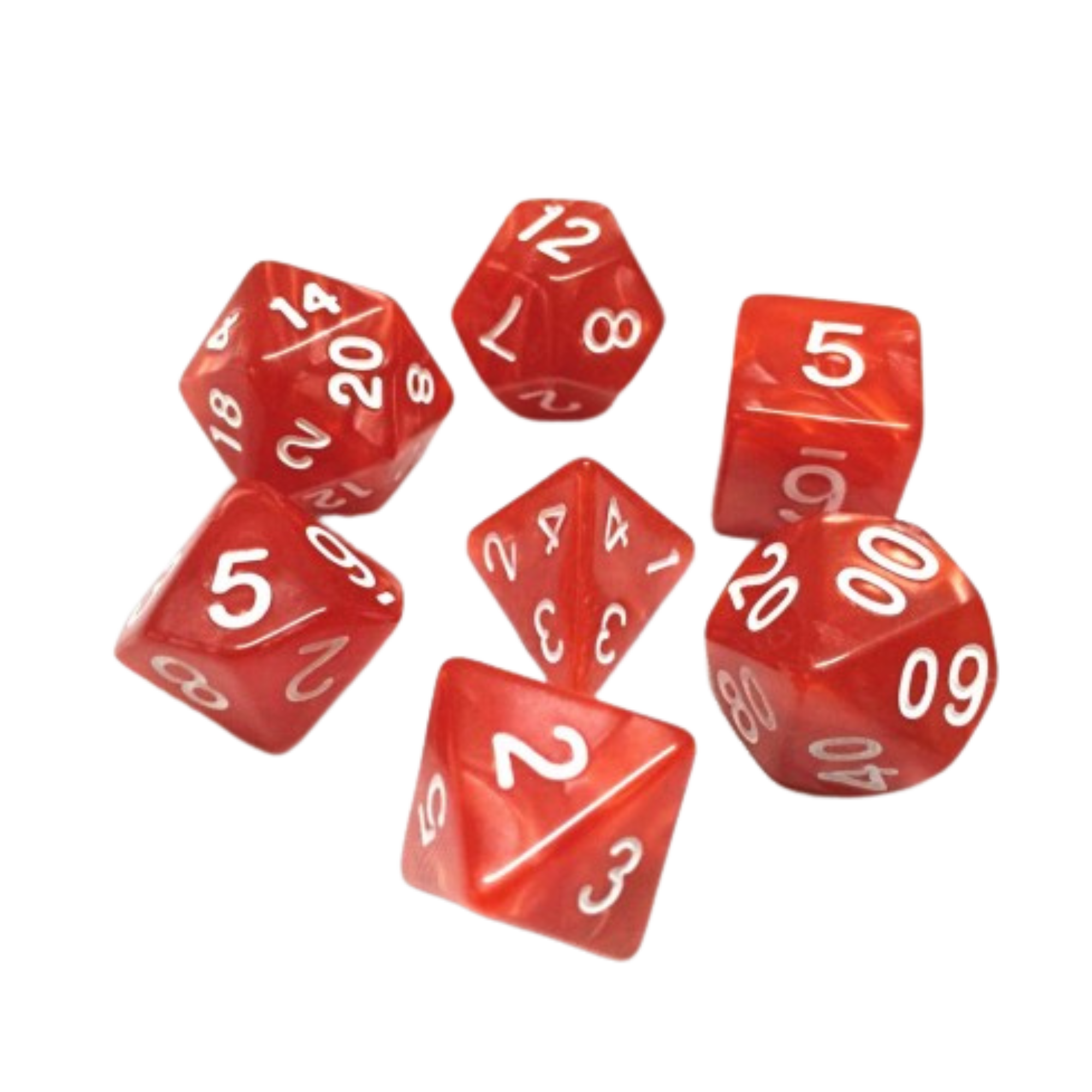 image principale pour HDP-05 lot de 7 Dés en boîte – 16mm- Rouge nacré
