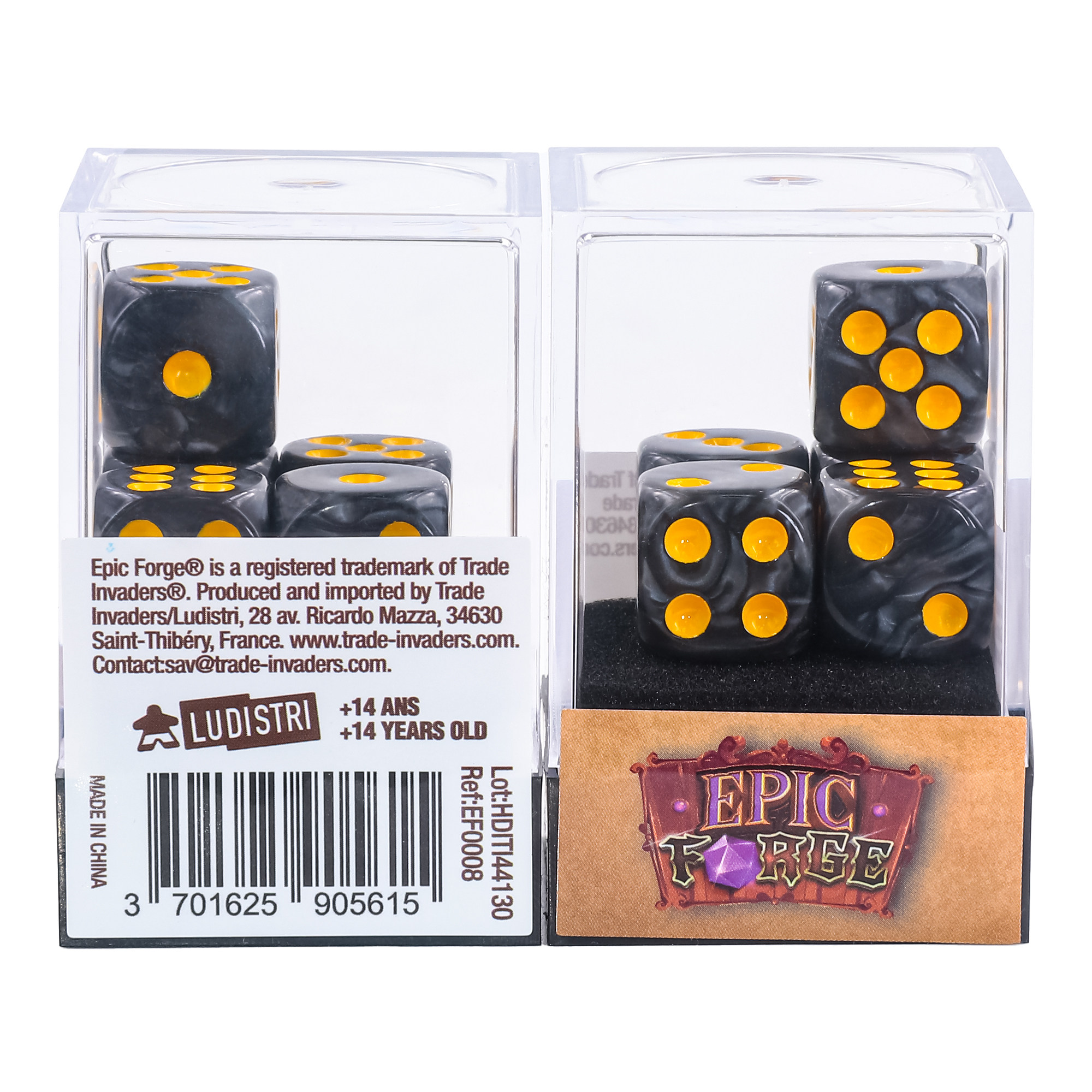 image principale pour Lot de 5 Dés 6 faces – Black Pearl