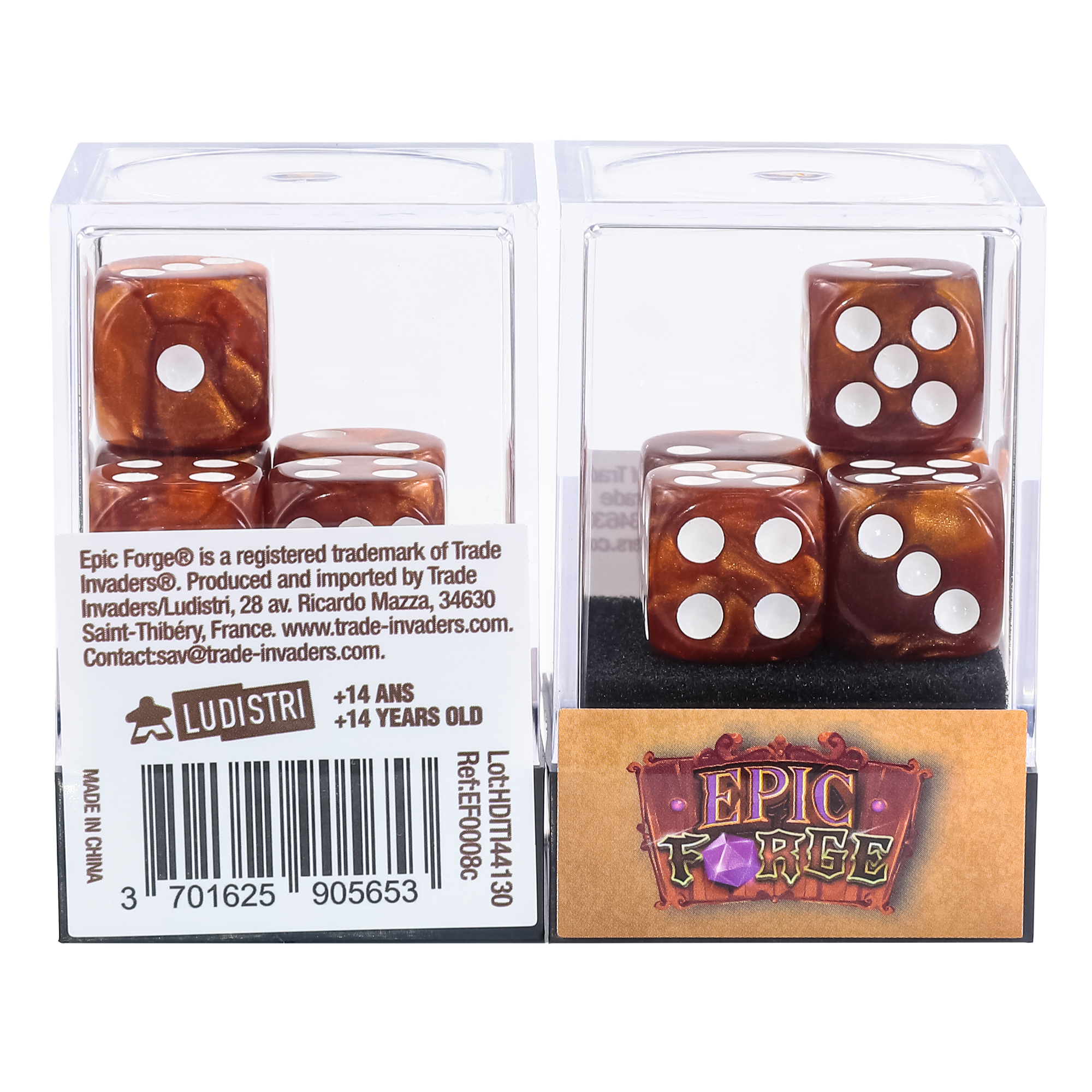 image principale pour Lot de 5 Dés 6 faces – Brown Pearl