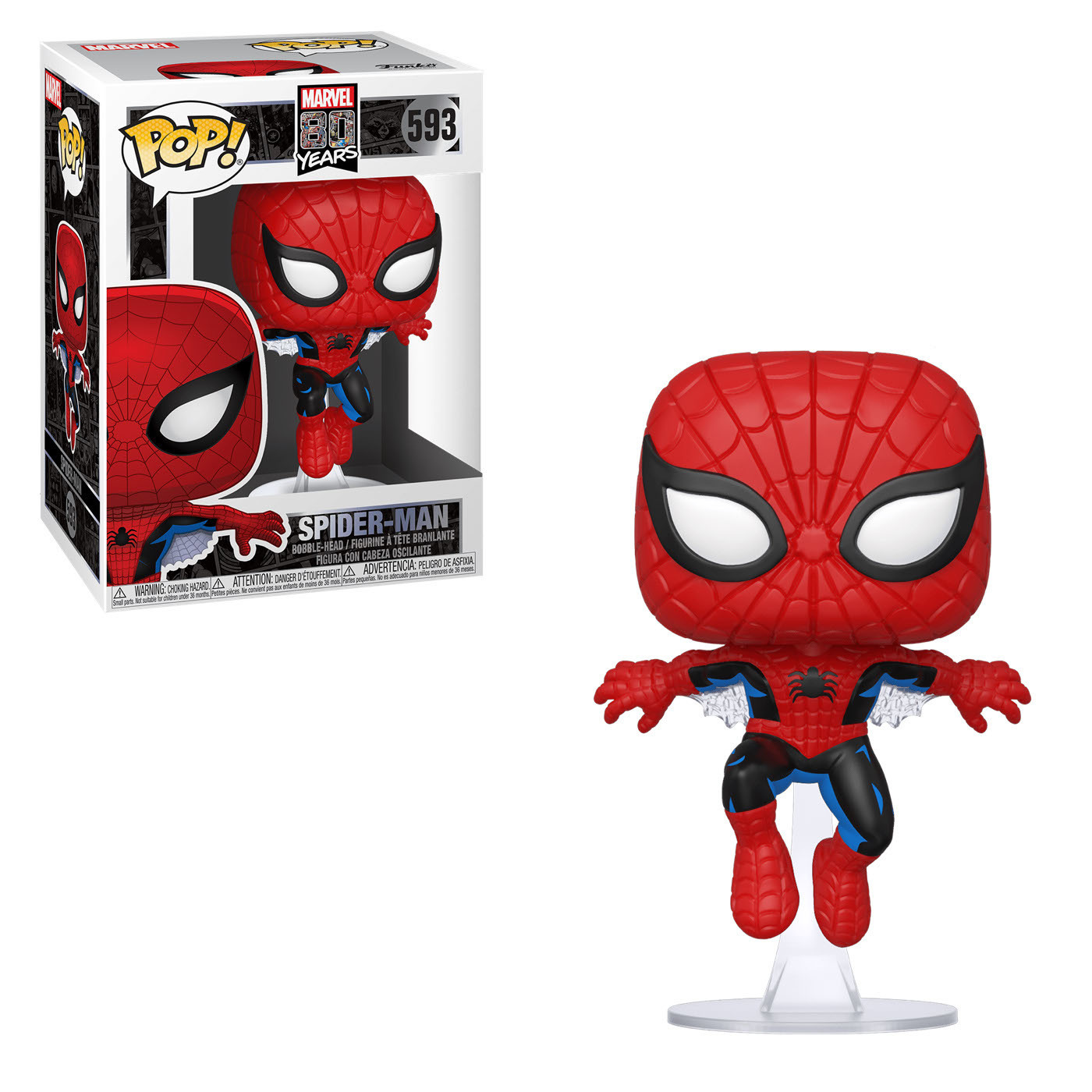 image principale pour Marvel - Funko Pop 593 -  80th Anniversaire 1ère Apparence – Spider Man