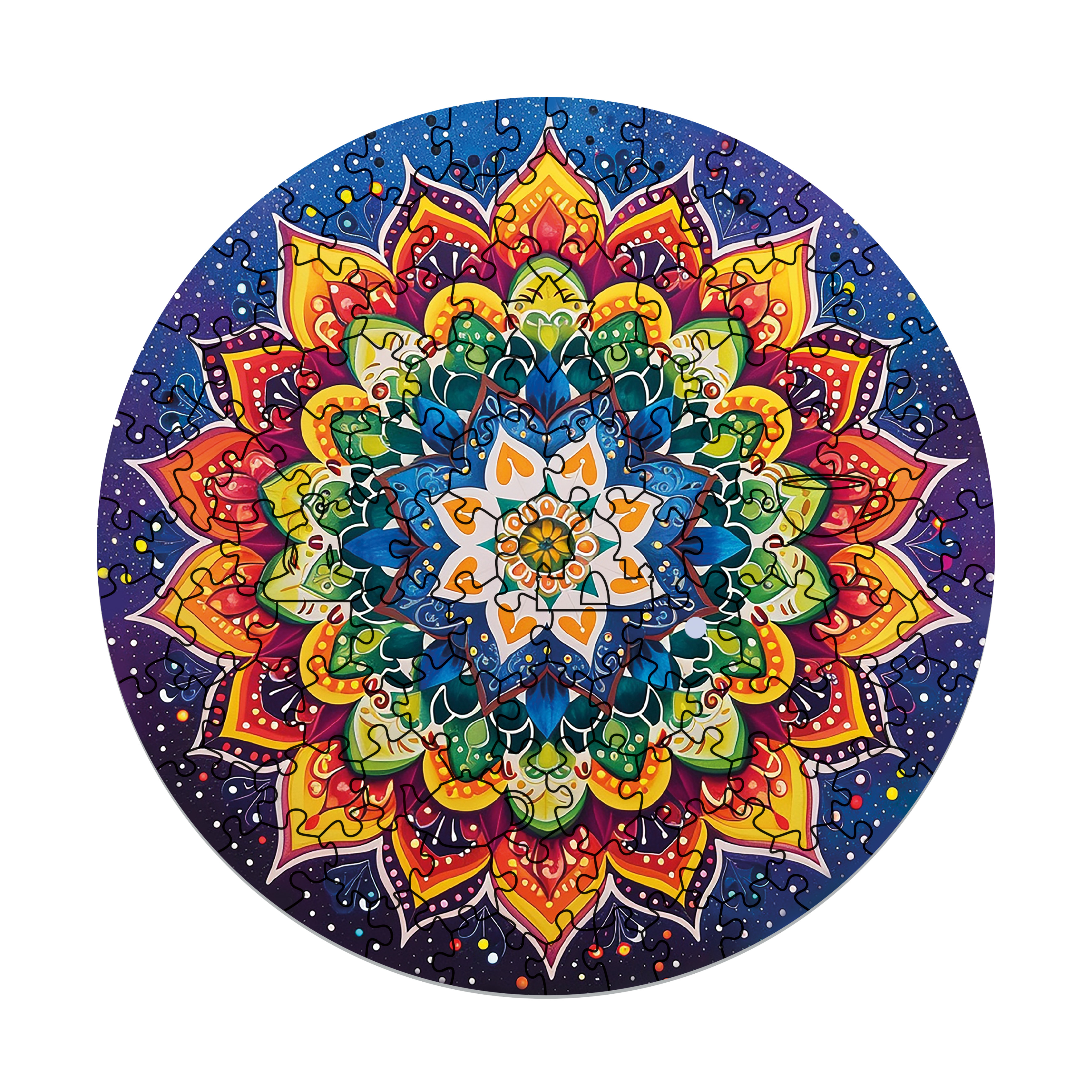 image principale pour Puzzle en bois – Mandala de nuit – 100 pcs (5 pcs uniques)