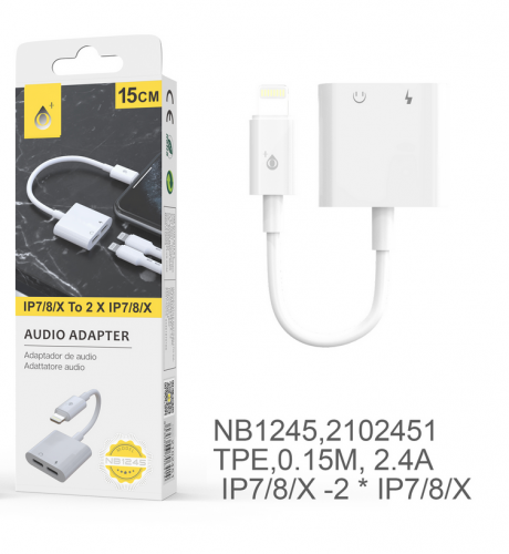 Adaptateur Audio 2 en 1 vers IPhone-Charge + Audio-0.15M-Blanc-NB1245