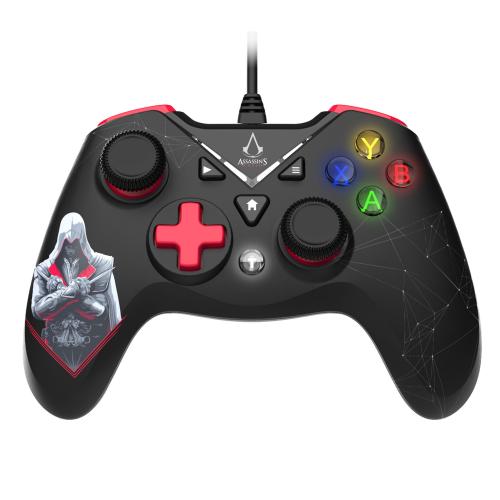image principale pour Assassin's Creed - Manette Filaire USB pour PC avec Câble 3M - Noire et Rouge