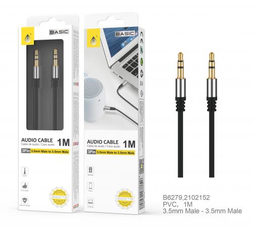 Câble audio 3,5 mm mâle/mâle - 1m - Connecteur Métallique - Noir B6279
