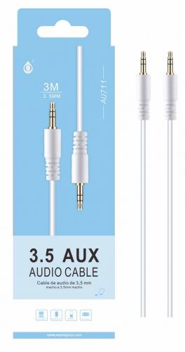 Câble Audio Jack 3.5mm M-M Extra Long de 3M Blanc AU711