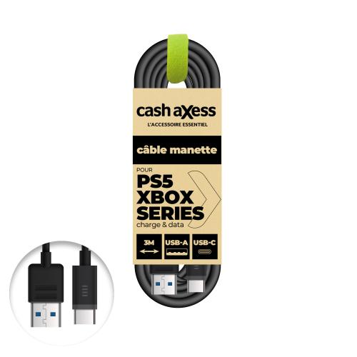 Câble charge et data USB-A vers USB-C - 5V/2A - 3M - Noir - Cash Axess