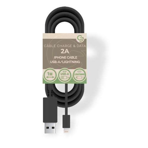 Câble Charge et Data USB / iPhone Lightning 5V / 2A - 1m - SANS EMBALLAGE - Noir