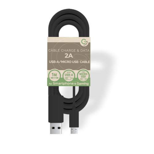 Câble Charge et Data USB / Micro USB 5V / 2A - 1m - SANS EMBALLAGE - noir