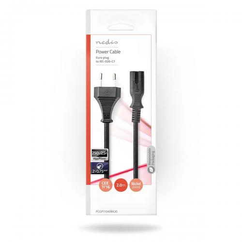 image principale pour Câble d'Alimentation- Standard 2 ports pour Saturn/Dreamcast/XBOX/PS1/PS2/PS3 Slim PS4...- CEI-320-C7- 2,0 m- Noir