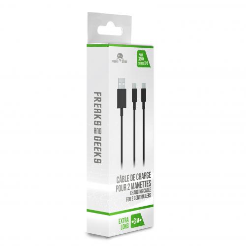 image principale pour Câble de Recharge de 3M pour 2 Manettes Series X/PS5/Switch Type C (Embout Secteur Non Inclus)
