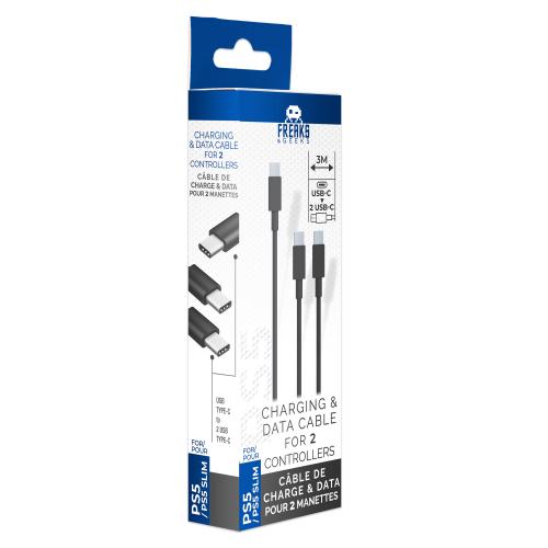 Câble Fast Charge 3M pour 2 Manettes PS5/PS5 slim Type C Type C