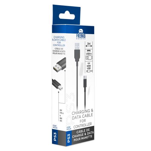 Câble USB de recharge manette 3m PS3