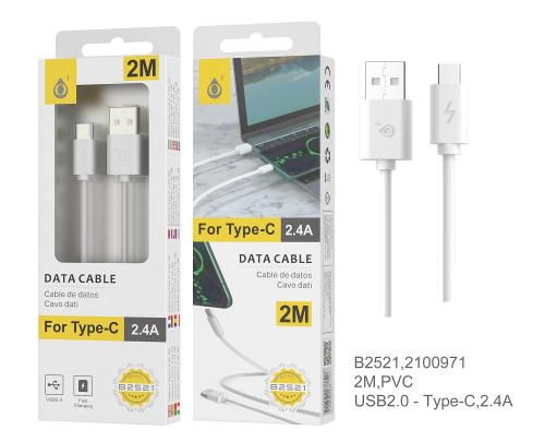 Câble USB - Type C B2521 - 2A 2m - Blanc