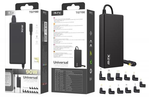 Chargeur Universel automatique TG7190 - 11 Embouts pour PC Portable - 90W - 2,2M - No