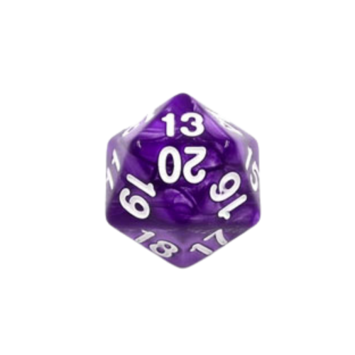 Dé 20 faces à l'unité – Décompte - Violet