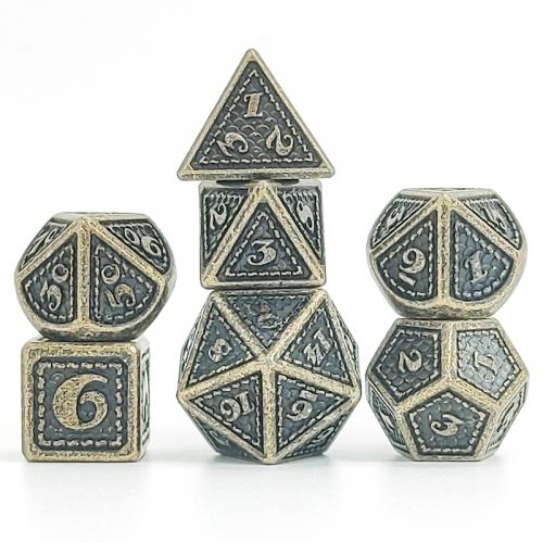 image principale pour Dés Métal - Lot de 7 dés (16mm) avec boite en métal - Dragon Scale Gold