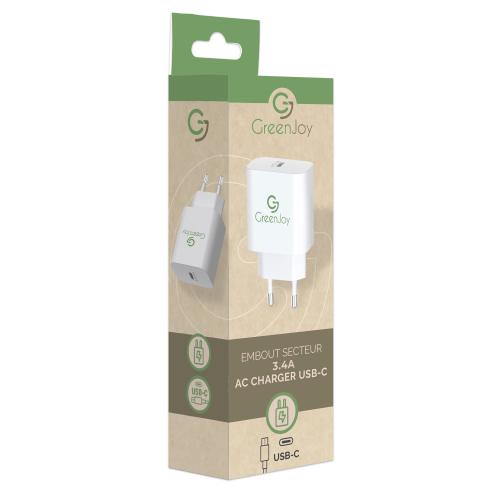 Chargeur embout Secteur Type-C 18W-3.4A - Blanc