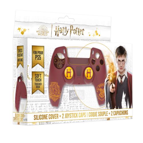 image principale pour Harry Potter-Coque Silicone + grips pour Manette PS5 - Gryffondor - Rouge 