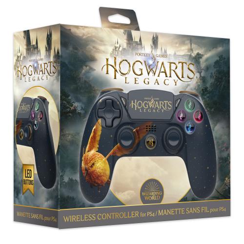image principale pour Harry Potter-Manette Sans Fil PS4-Prise Jack -Boutons Lumineux-Hogwarts Legacy Vivet Doré