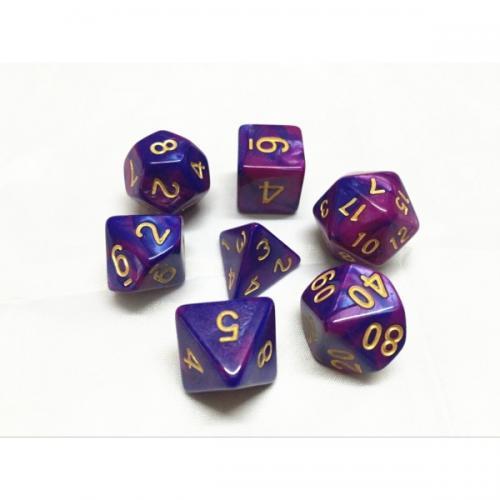 HDB-01 Lot de 7 dés en boîte – Fusion Bleu et violet