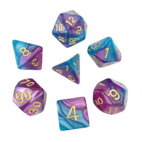 HDB-12 Lot de 7 dés – Fusion Bleu et violet clair