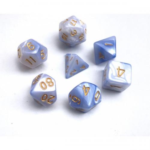 HDB-17 Lot de 7 dés – Fusion Bleu clair et blanc