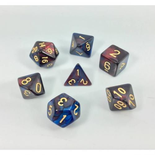 HDB-22 Lot de 7 dés en boîte – Fusion Rouge et bleu