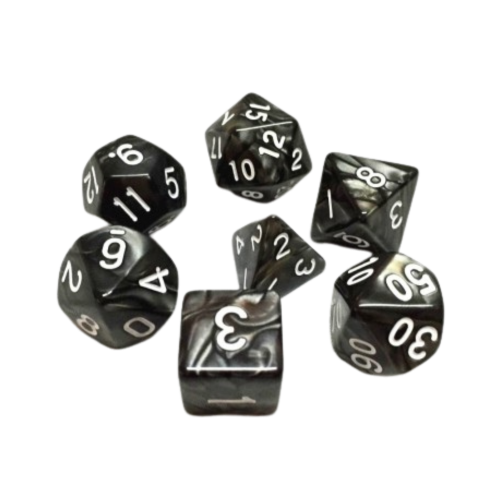 HDP-01 lot de 7 Dés – 16mm- Noir nacré