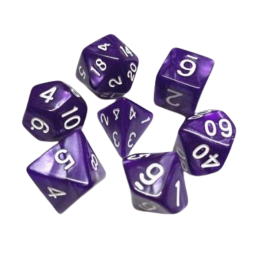 image principale pour HDP-03 lot de 7 Dés en boîte – 16mm- Violet nacré
