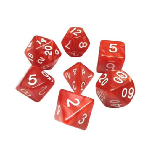 HDP-05 lot de 7 Dés – 16mm- Rouge nacré
