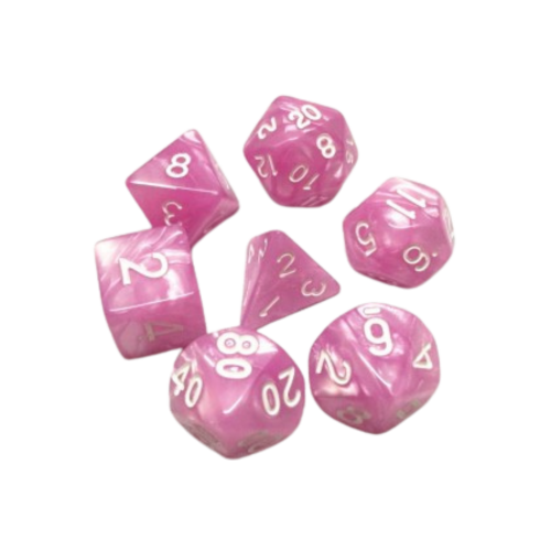 image principale pour HDP-12 lot de 7 Dés en boîte – Rose nacré