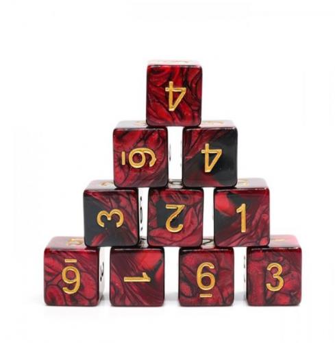 image principale pour HDQ-04 Dé 6 en Lot de 10 en sachet - Noir + Rouge