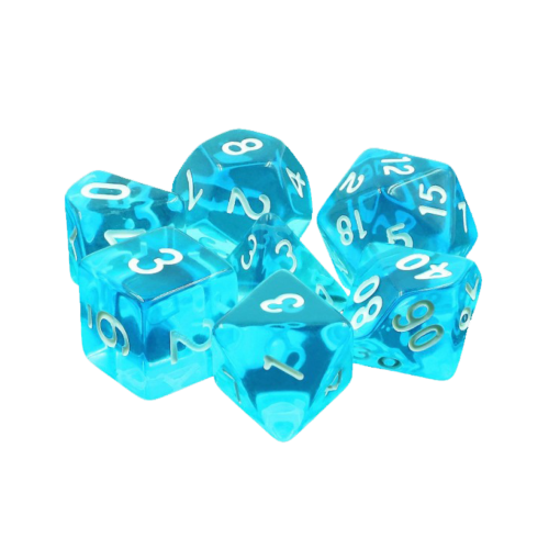 HDT-02 lot de 7 Dés – Gemmes Azur