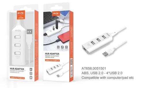 HUB USB 4 ports AT658- blanc