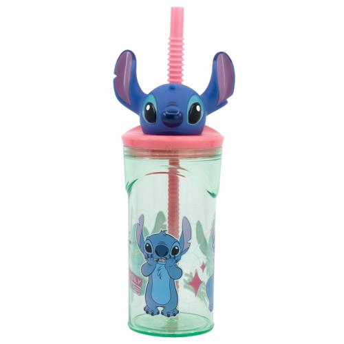 image Lilo&Stitch - Verre Plastique 3D avec Paille  - Stitch 360ml 