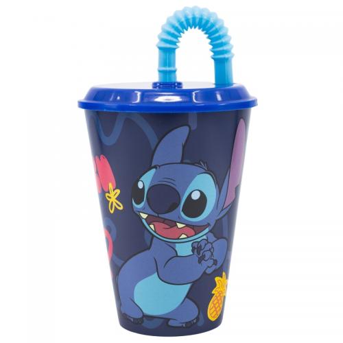 image Lilo&Stitch - Verre Plastique avec Paille  - Stitch 430ml 