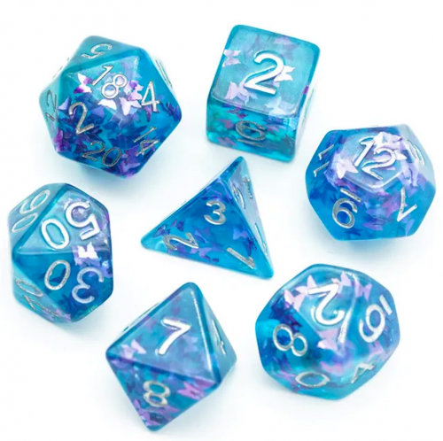 Lot de 7 dés résine gamme Insert - en boite - Papillon