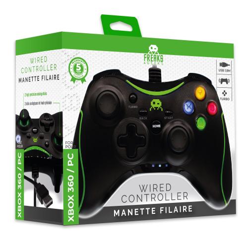 Manette Filaire Noire pour Xbox 360 / Windows 10-11