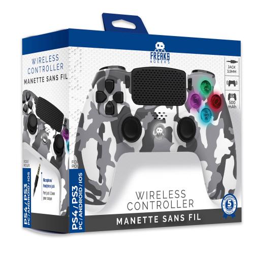 Manette Sans Fil Camo Blanche pour PS4 Avec Prise Jack pour casque et boutons lumineu