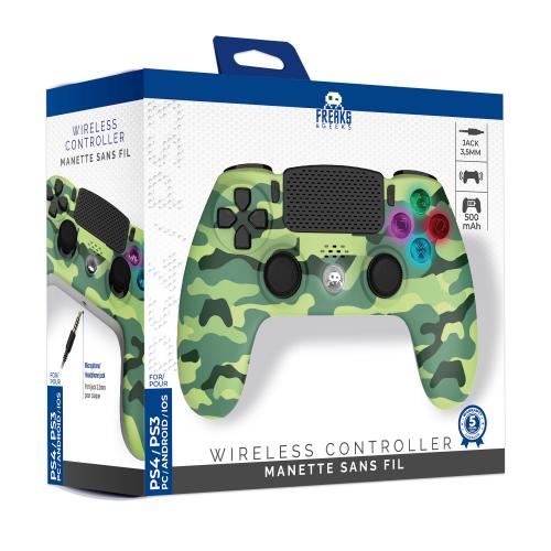 image principale pour Manette Sans Fil Camo Vert pour PS4 Avec Prise Jack pour casque et boutons lumineux
