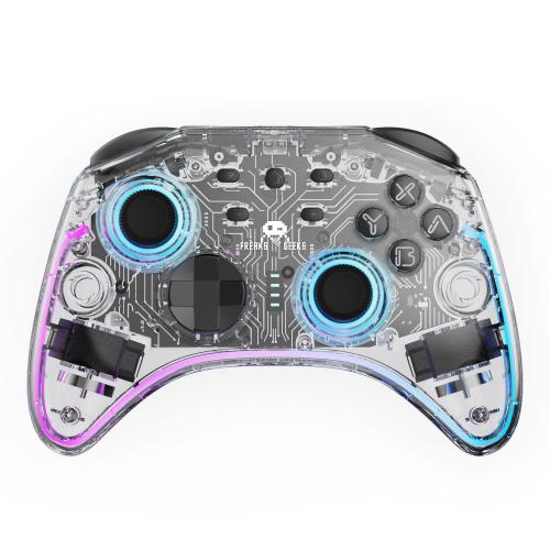 Manette Switch/PC Sans Fil Polychroma SW - Câble 1M - Transparente à LED