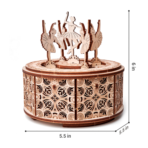 image Mécanisme 3D en bois - Ballerines dansantes (boite à musique) - 48 pcs