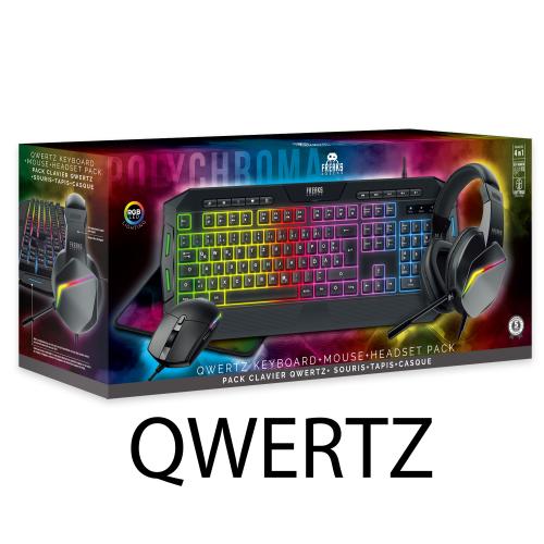 Pack 4en1 Polychroma Clavier QWERTZ+Souris+Tapis+Casque - RGB