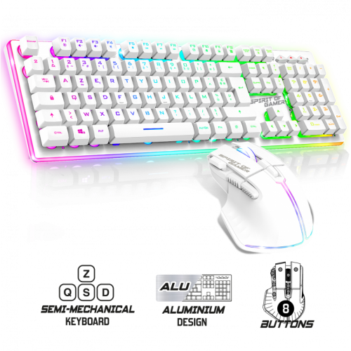 Pack Gamer ULTIMATE 600 Sans Fil Blanc - Clavier / Souris