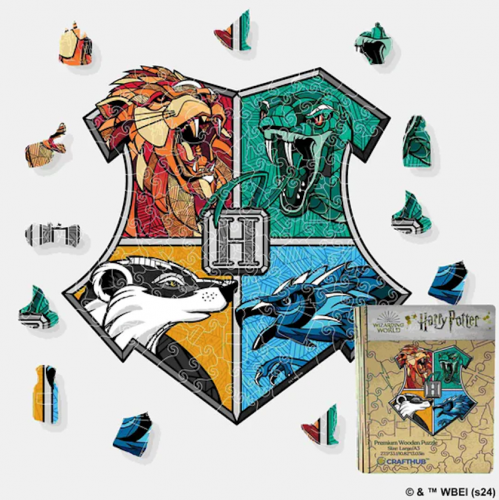 image principale pour Puzzle en bois - Harry Potter – Écusson de Poudlard Fiertés de maison 110 pcs