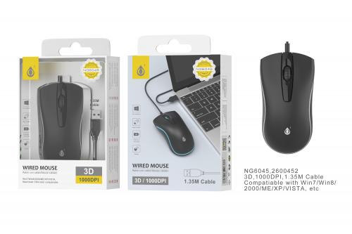 Souris Filaire-1000 DPI-1,35M- NG6045- Noir