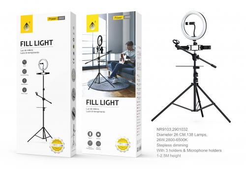 Trépied avec LED et 3 Supports Téléphone + 1 Micro- 3 Modes de Lumière- Hauteur d